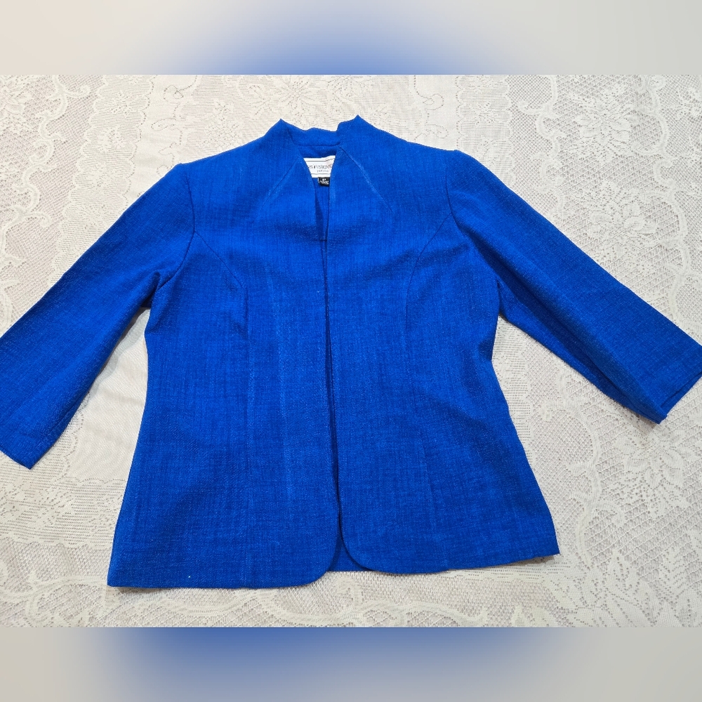 Karin Stevens Vibrant Blue Blazer Sz 8P 100% Polyester - Picture 7 of 9